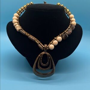 #0062.  Elegant Gold and Cream Necklace